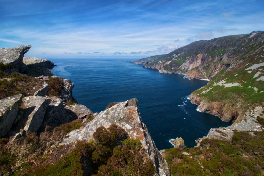 Stunning view of Sliabh Liag cliffs and the North Atlantic Ocean in Donegal, Ireland.